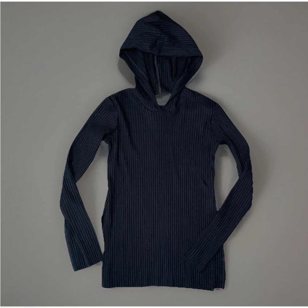 CALE Black Hoodie XS NWT Luxe Stretch Ribbed Knit Canada Designer